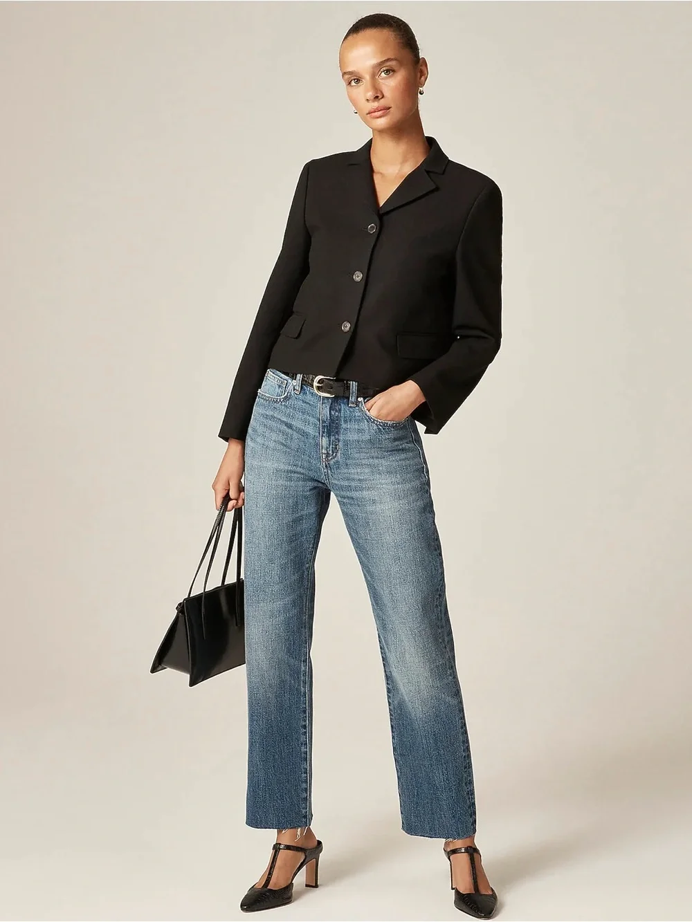 J. Crew High-Rise Straight-Leg Jeans in Medium Blue Wash
